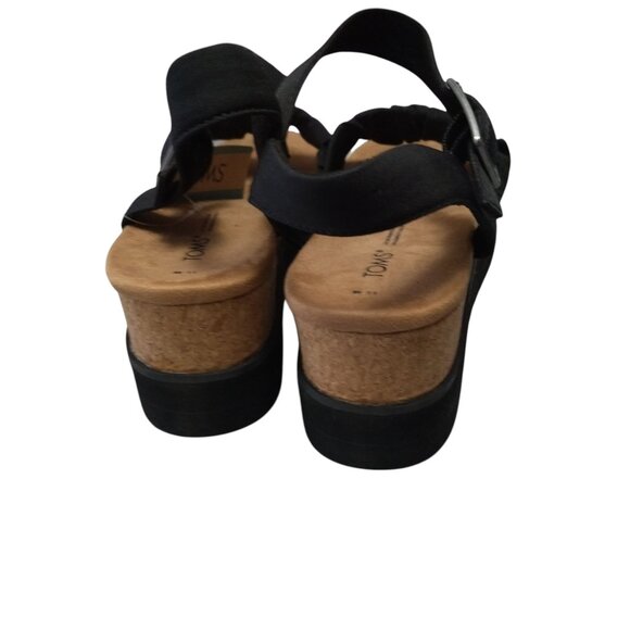 Toms Women's Size 11 Diana Black Woven Ruched Stretch Sandals Wedge Platform NEW - Picture 4 of 6